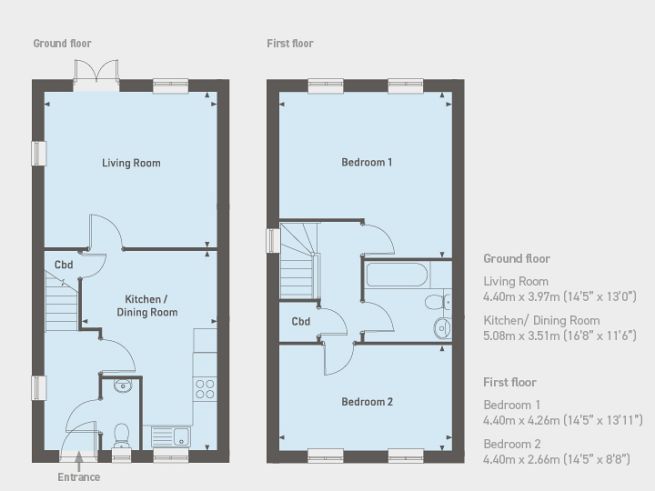 Floor plan 2 bedroom house - artist's impression subject to change